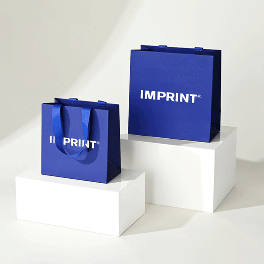 Custom Deep Blue Laminated Paper Bag with Grosgrain Handles – IMPRINT®