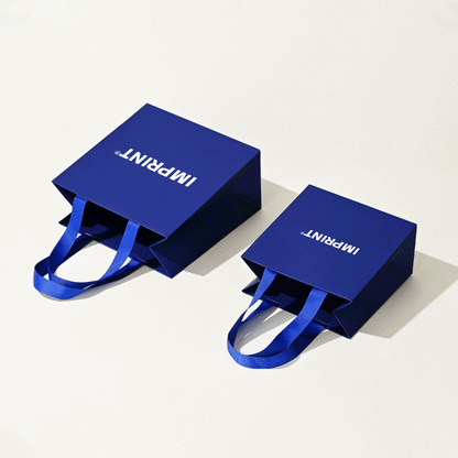 Custom Deep Blue Laminated Paper Bag with Grosgrain Handles – IMPRINT®