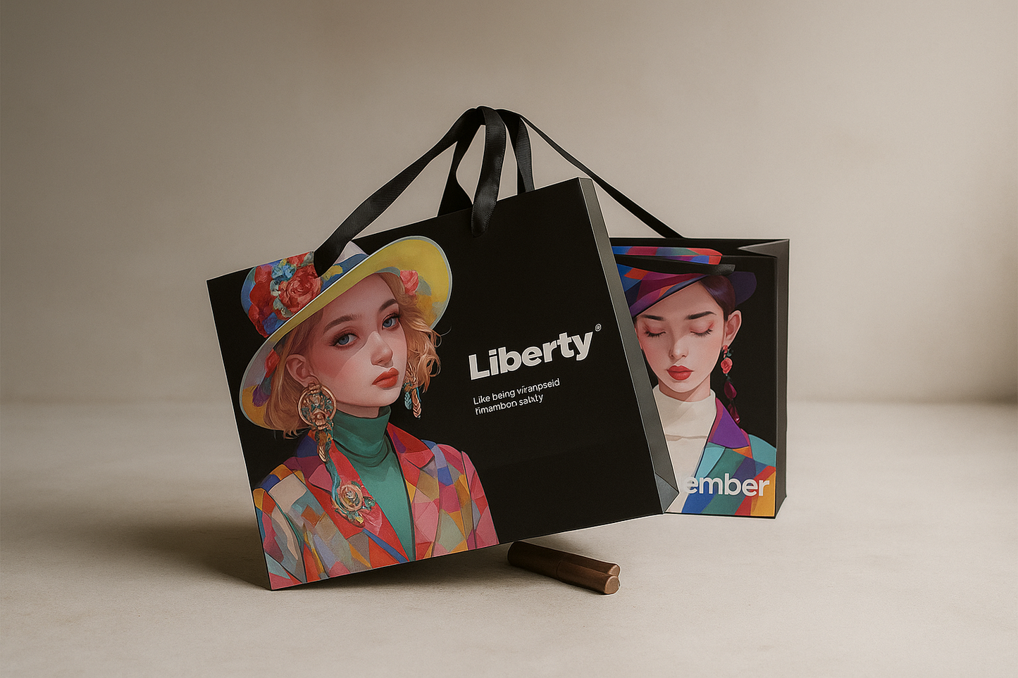 Custom Illustrated Luxury Shopping Bag with Ribbon Handles –By Imprint
