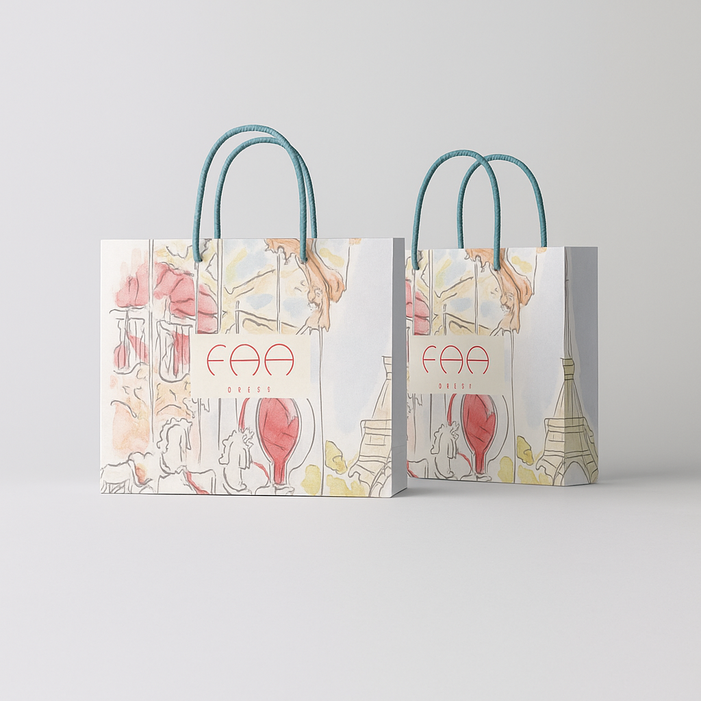 Custom Paper Shopping Bags with Rope Handles