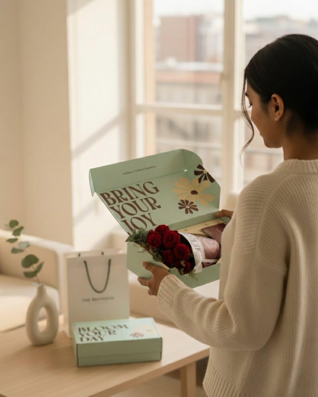 Custom Luxury Gift Box with Hinged Lid – Floral & Gift Edition