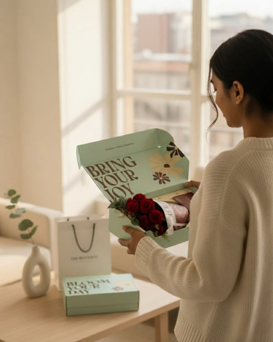 Custom Luxury Gift Box with Hinged Lid – Floral & Gift Edition