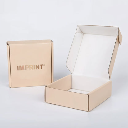 Custom Beige Shipping Box & Matching Gift Bag Set – IMPRINT®