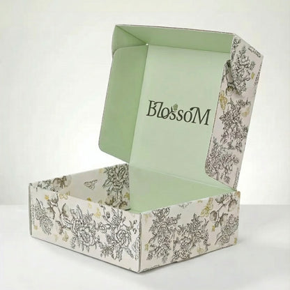 Custom Printed Rigid Box with Floral Pattern – Luxury Packaging Solution (MOQ 500 pcs)