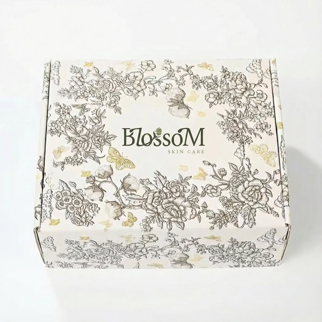 Custom Printed Rigid Box with Floral Pattern – Luxury Packaging Solution (MOQ 500 pcs)