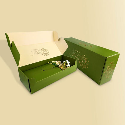 Custom Luxury Flower Box – Foldable Rigid Style (MOQ 500 pcs)
