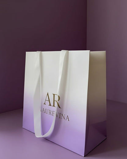 Custom Luxury Paper Shopping Bag with Ribbon Handles (MOQ 500 pcs)