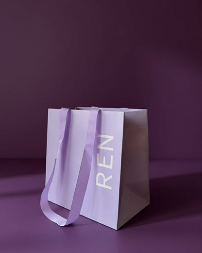 Custom Luxury Paper Shopping Bag with Ribbon Handles (MOQ 500 pcs)