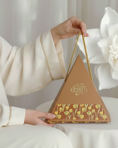 Custom Pyramid Gift Box with Handle – Luxury Folding Packaging (MOQ 500 pcs)