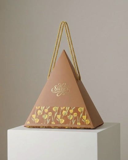 Custom Pyramid Gift Box with Handle – Luxury Folding Packaging (MOQ 500 pcs)
