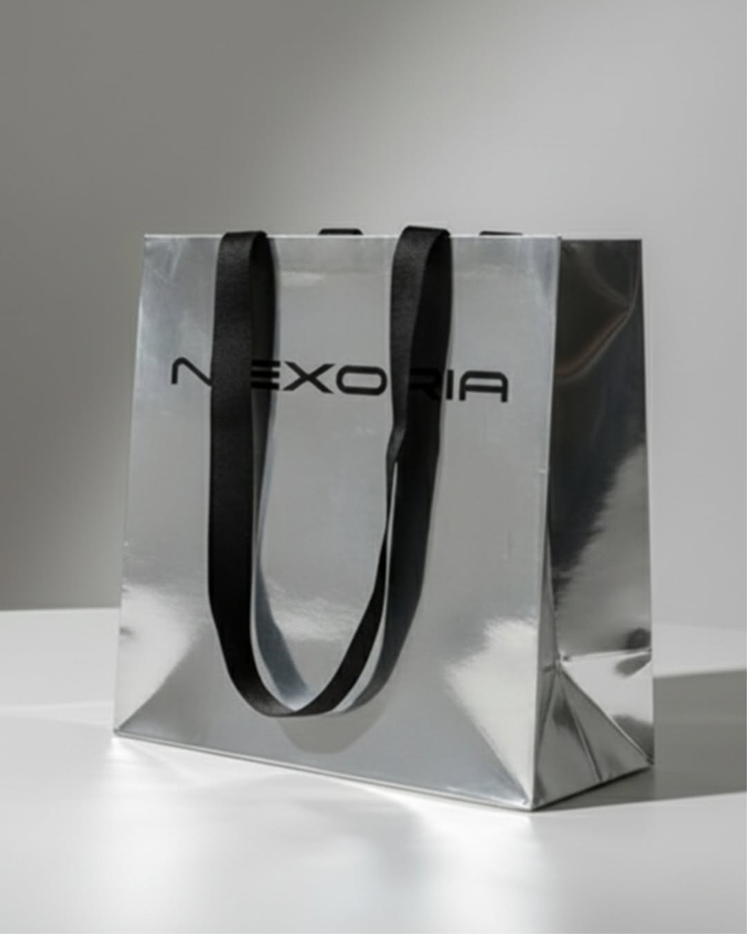 Custom Premium Metallic Paper Bag with Ribbon Handles (MOQ 500 pcs)