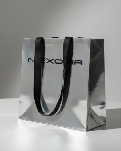 Custom Premium Metallic Paper Bag with Ribbon Handles (MOQ 500 pcs)