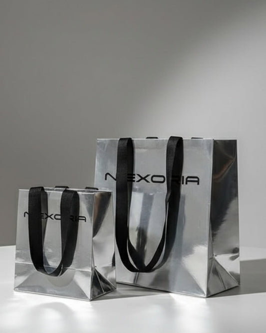 Custom Premium Metallic Paper Bag with Ribbon Handles (MOQ 500 pcs)