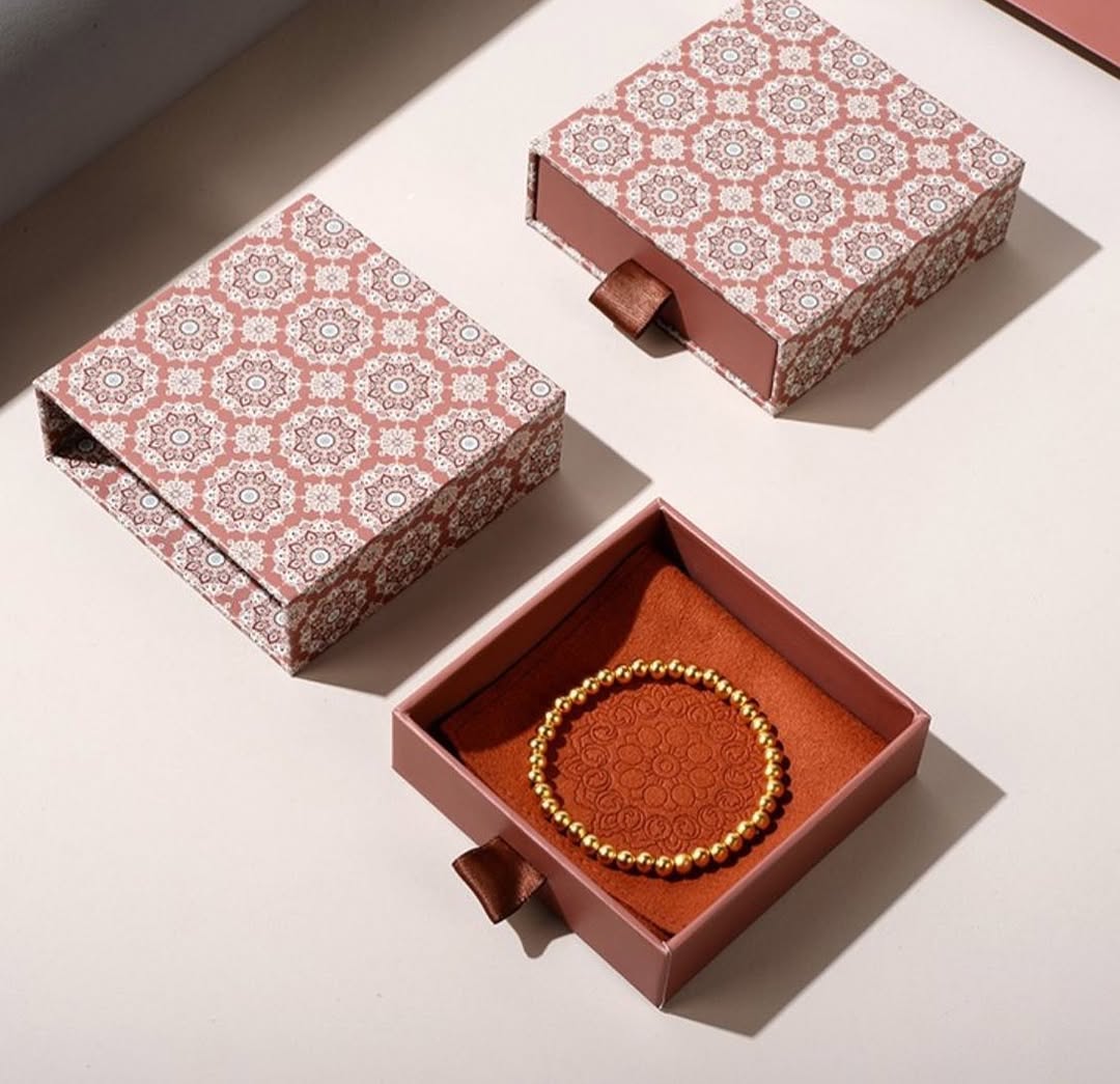 Custom Drawer-Style Jewelry Packaging Set – Oriental Pattern Collection (MOQ 500 pcs)