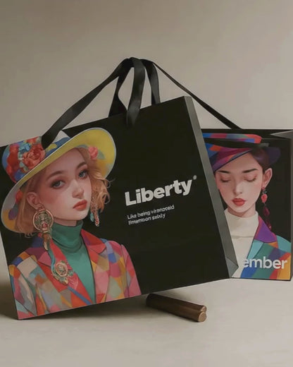 Custom Illustrated Luxury Shopping Bag with Ribbon Handles –By Imprint
